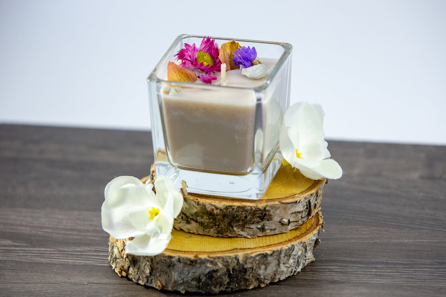 Bougie parfumée à la pêche à base de cire de soja - La saisonnière
